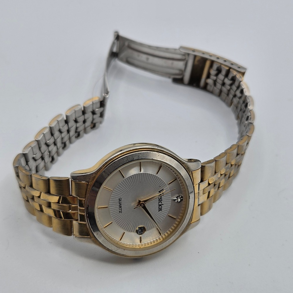Westclox Mens Watch LTX 254 Two Tone Gold Silver Quartz Date Untested - Picture 7 of 8